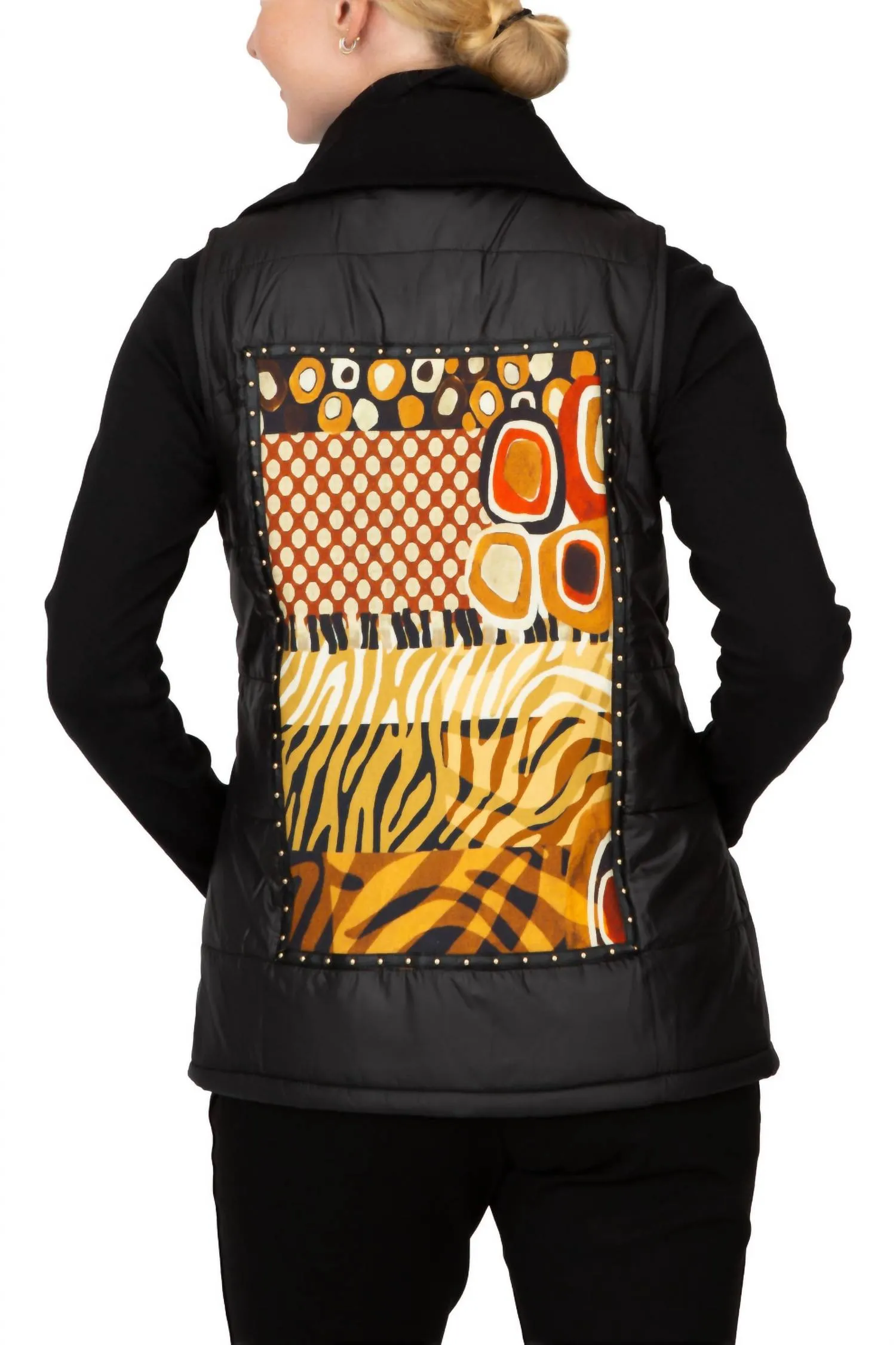 Abstract Animal Puffer Vest In Multi
