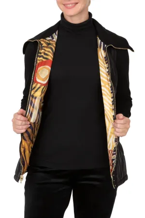 Abstract Animal Puffer Vest In Multi