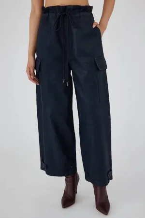 Adelaide Denim Cargo Pants In Dark Blue