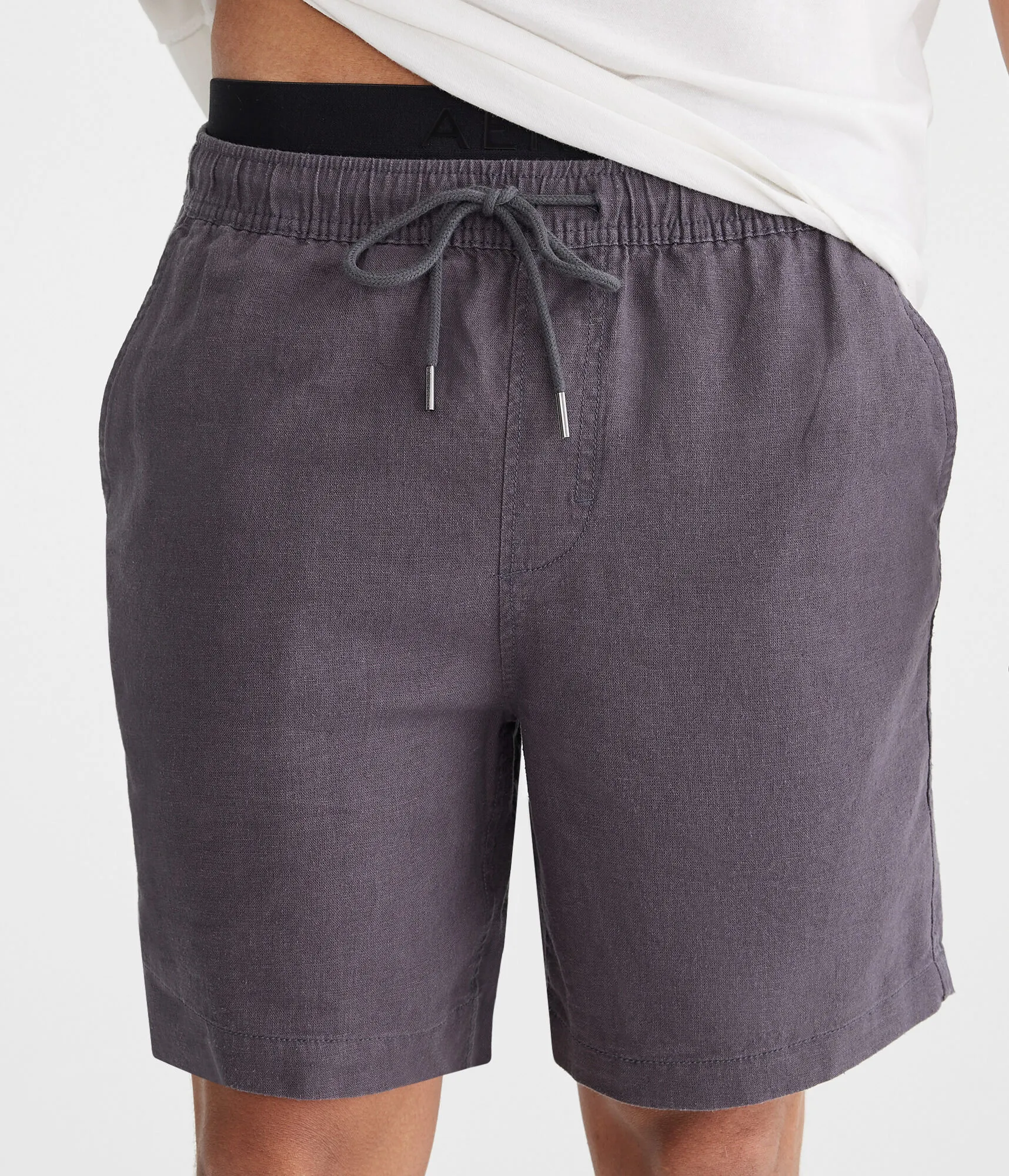 Aeropostale Solid Linen Shorts 7"