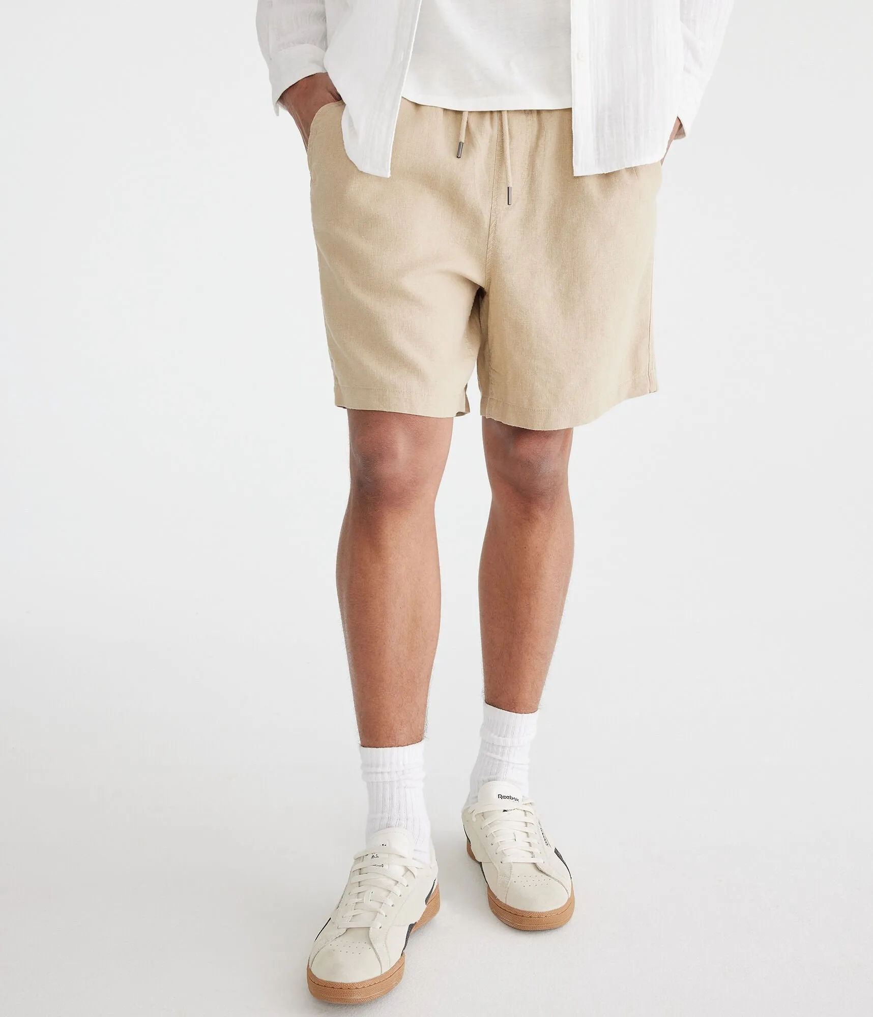 Aeropostale Solid Linen Shorts 7"