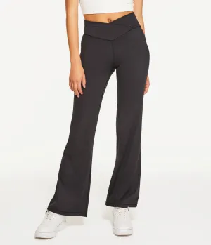 Aeropostale Womens' Flare Flex Crossover High-Rise Pants -  - Size L - Polyester - Teen Fashion & Clothing Black Aeropostale