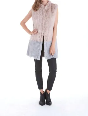 Alexa Fur Vest In Blush/grey