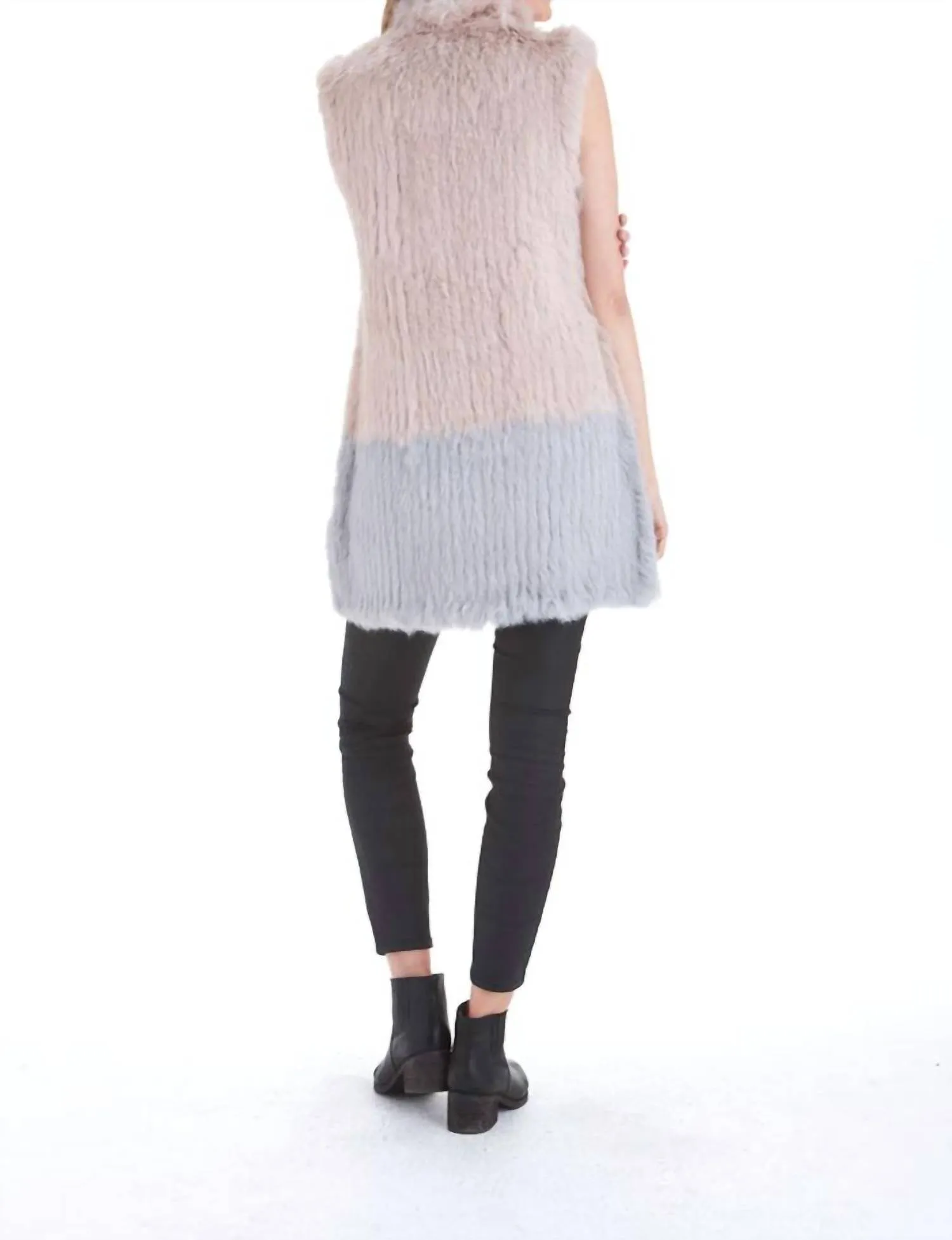 Alexa Fur Vest In Blush/grey