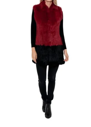 Alexa Fur Vest In Wine/black