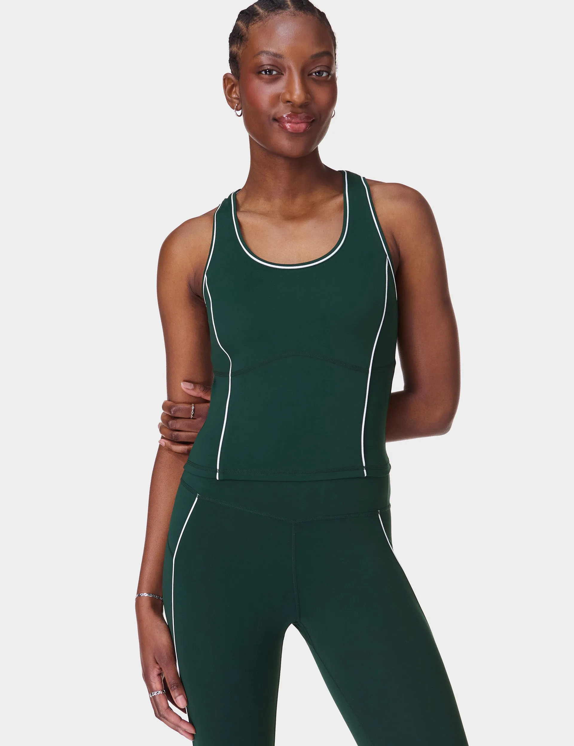 All Day Active Cropped Tank - Cedar Green