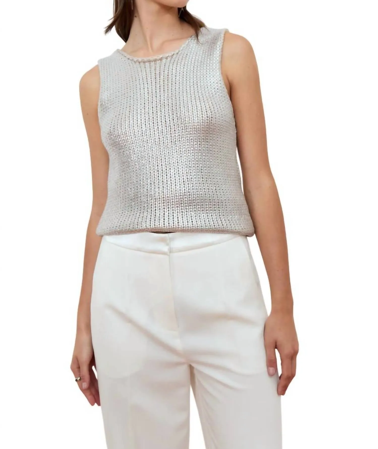 Aloe Knit Vest In Silver