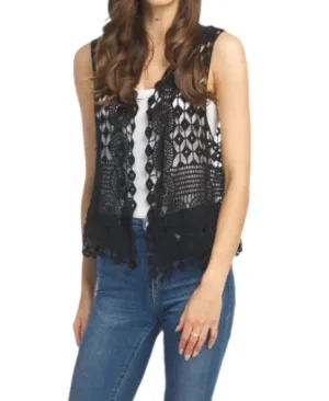 Anya Crochet Vest In Black