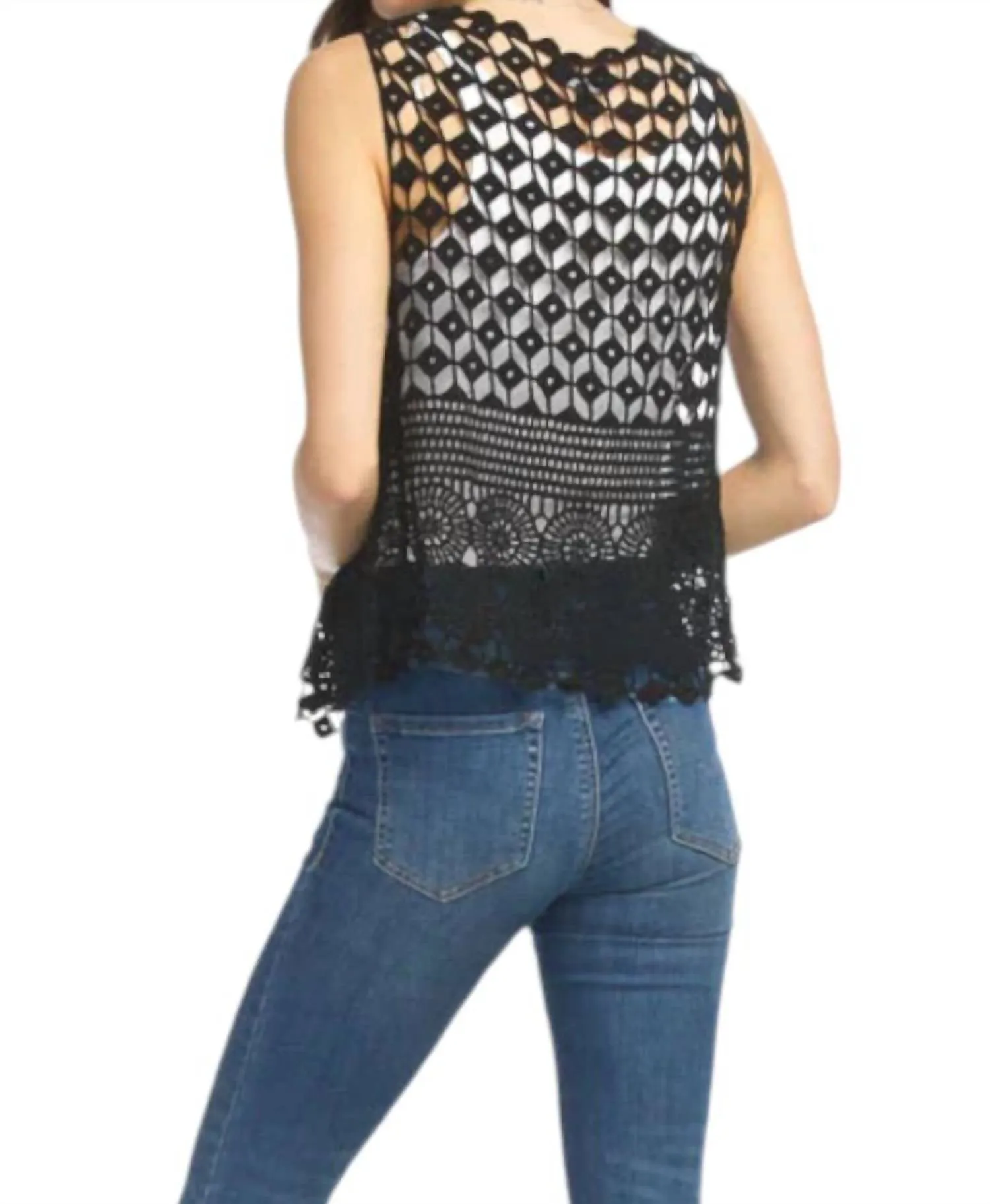 Anya Crochet Vest In Black