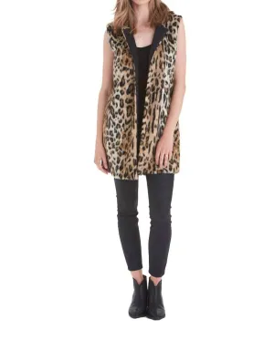 Ariah Animal Print Faux Vest In Cheetah