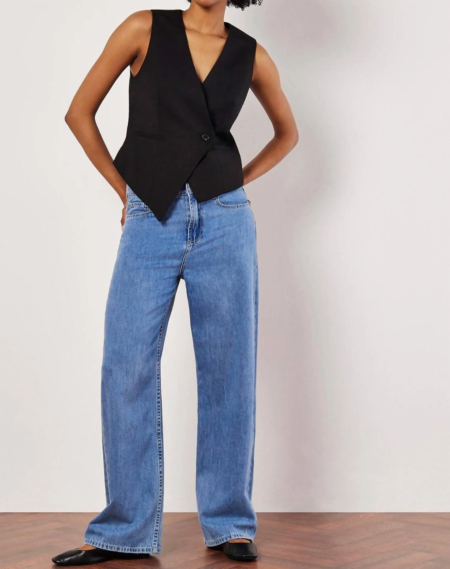 Asymmetric Vest In Black
