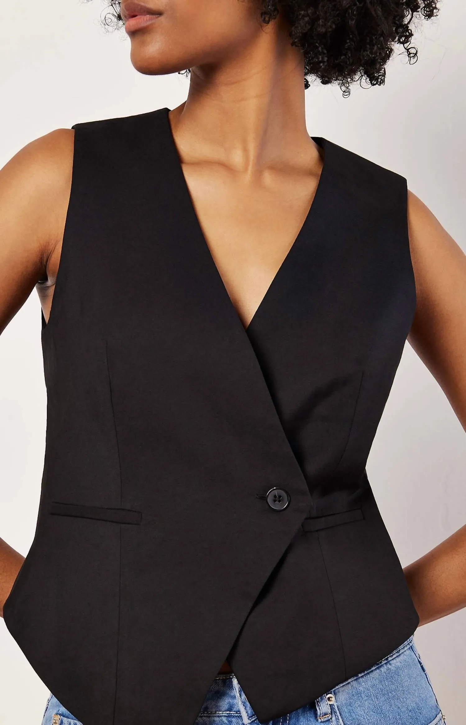 Asymmetric Vest In Black