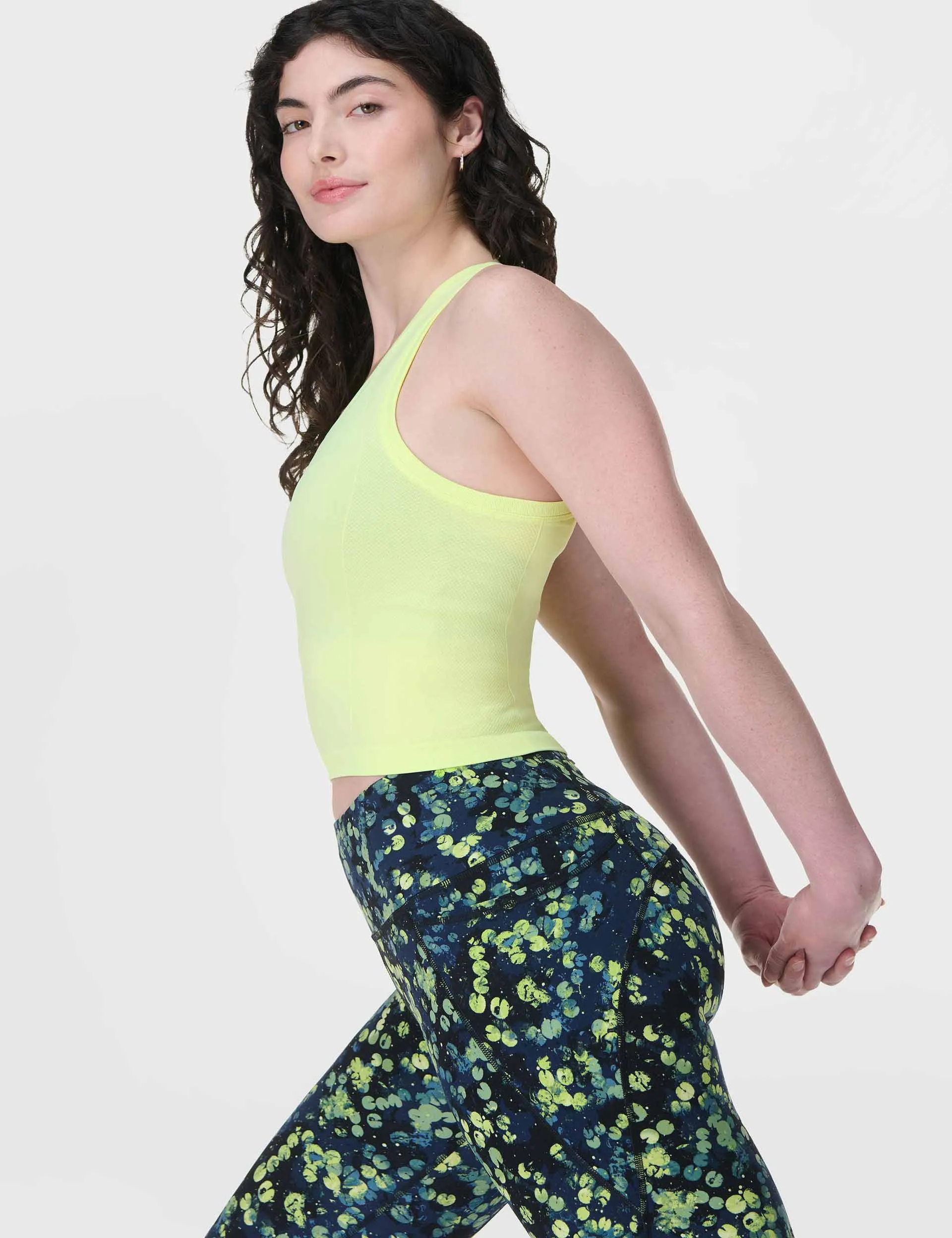 Athlete Crop Seamless Gym Vest - Pomelo Green