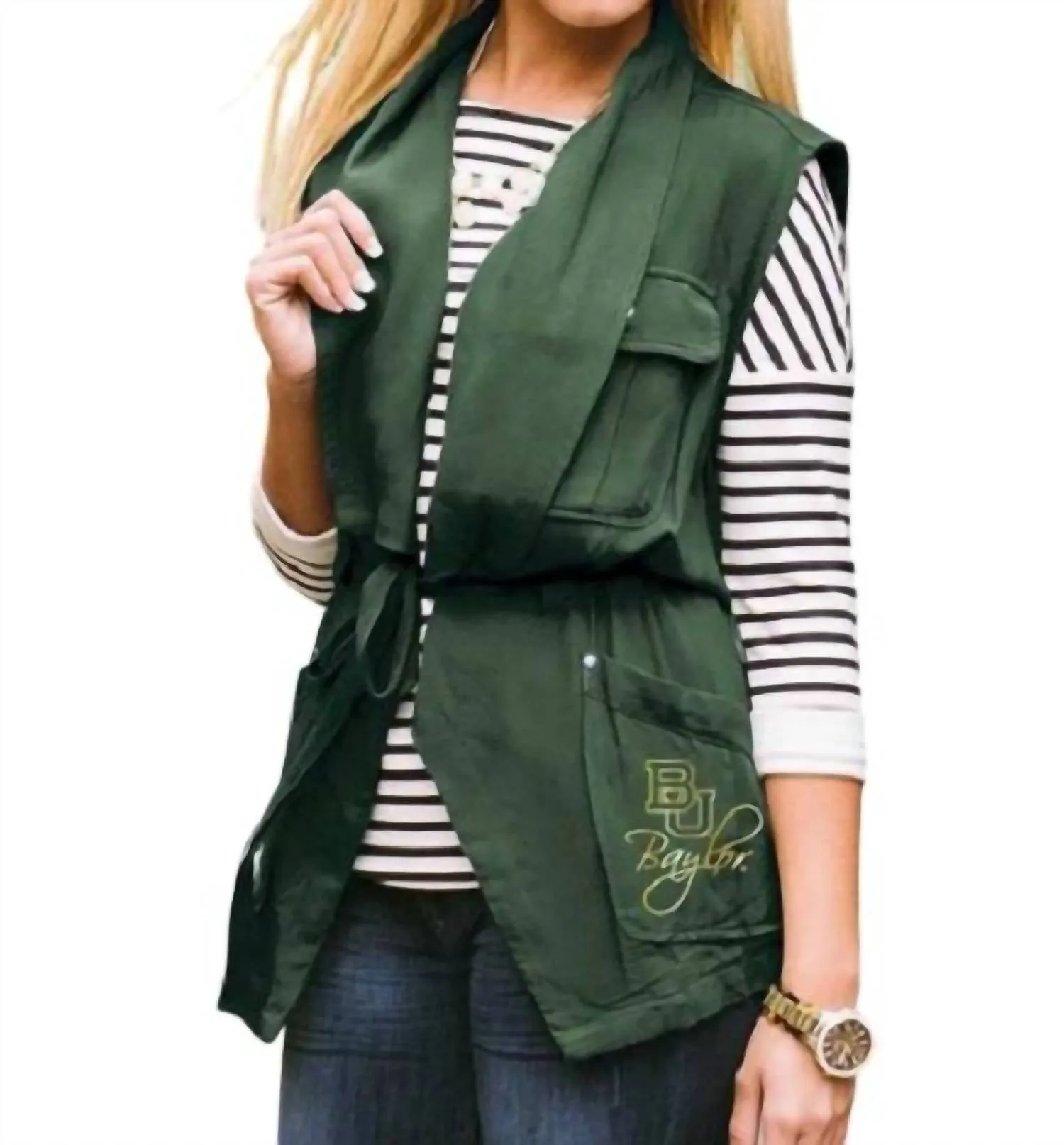 Baylor University Logo Drawstring Vest In Green