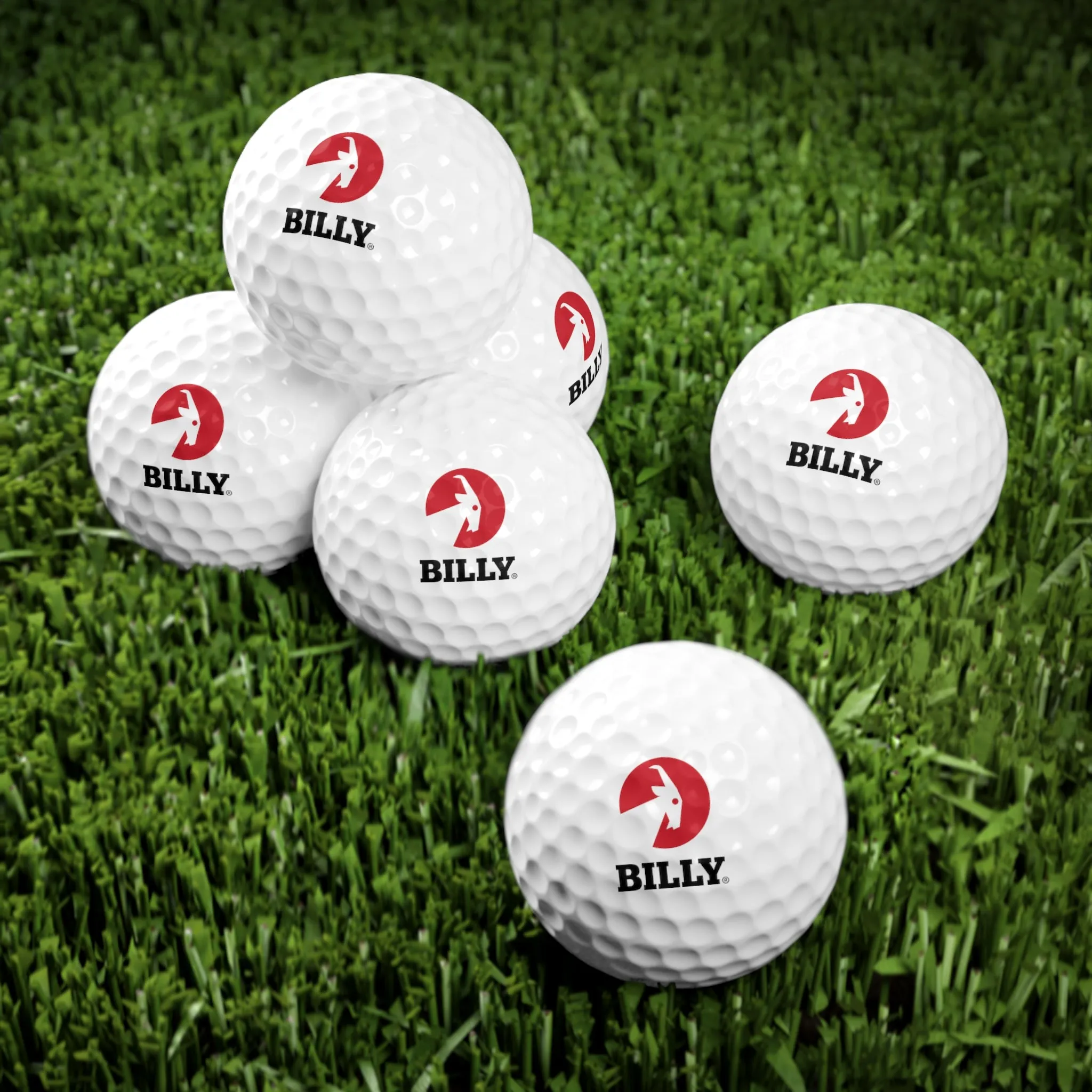 BILLY Golf Balls, 6pcs (Red/Black Vertical Logo)