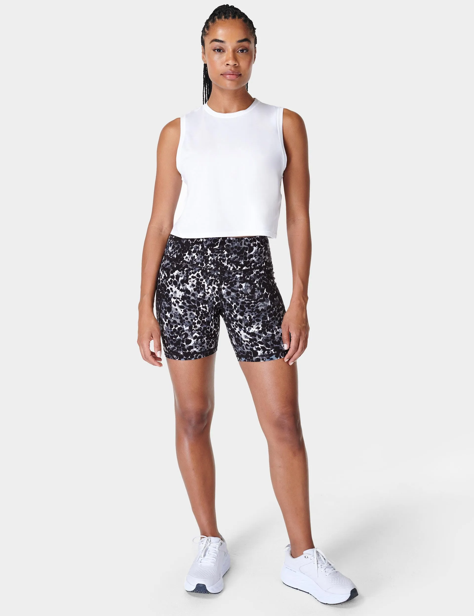 Breathe Easy Crop Muscle Vest - White