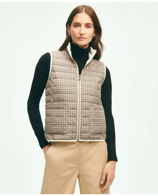Brooks Brothers Women's Reversible Puffer Vest Brown Brooks Brothers