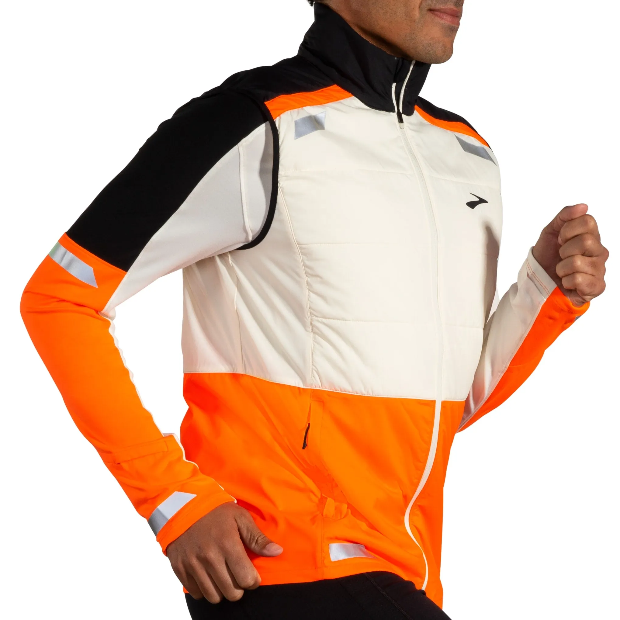 Brooks Run Visible Insulated Vest - Ecru/Fluoro Flash/Black - MEN (211518) Brooks