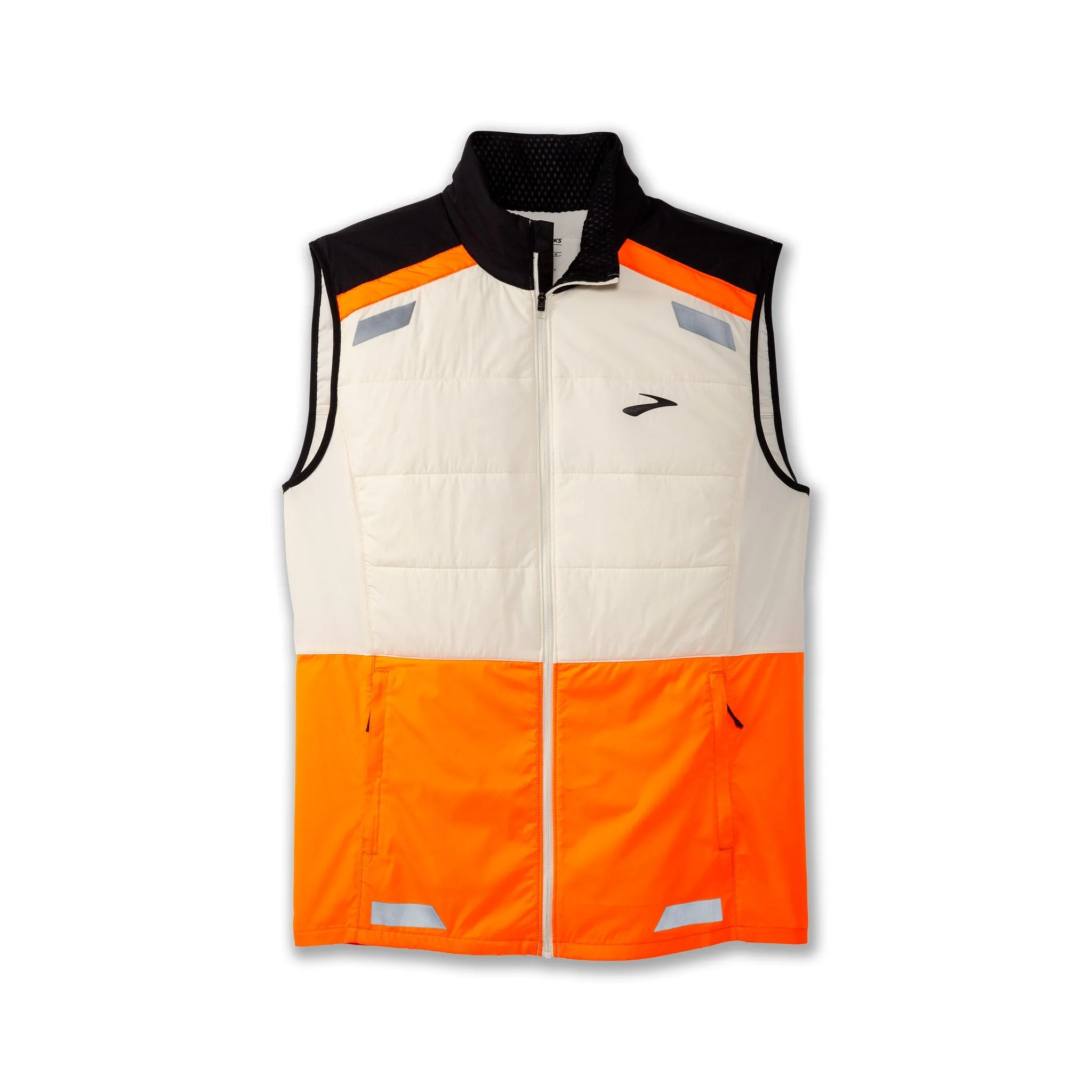 Brooks Run Visible Insulated Vest - Ecru/Fluoro Flash/Black - MEN (211518) Brooks