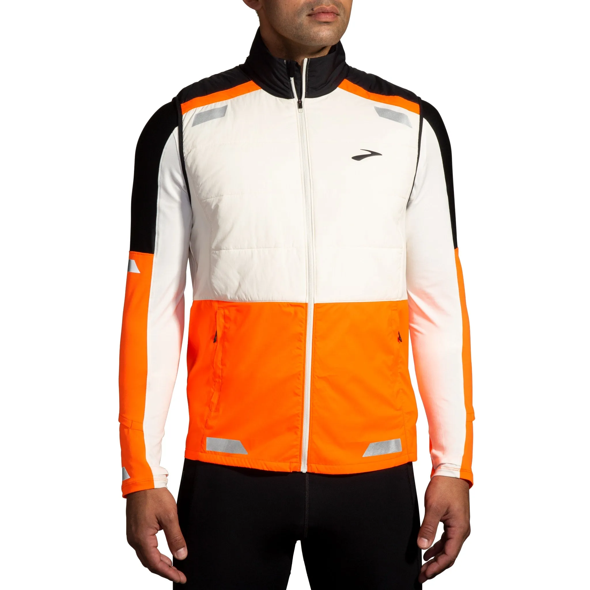 Brooks Run Visible Insulated Vest - Ecru/Fluoro Flash/Black - MEN (211518) Brooks