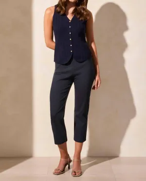 Button Down Cable Sweater Vest In Jet Blue