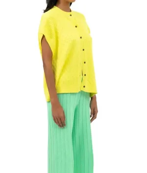 Buttoned Vest In Blazing Yellow