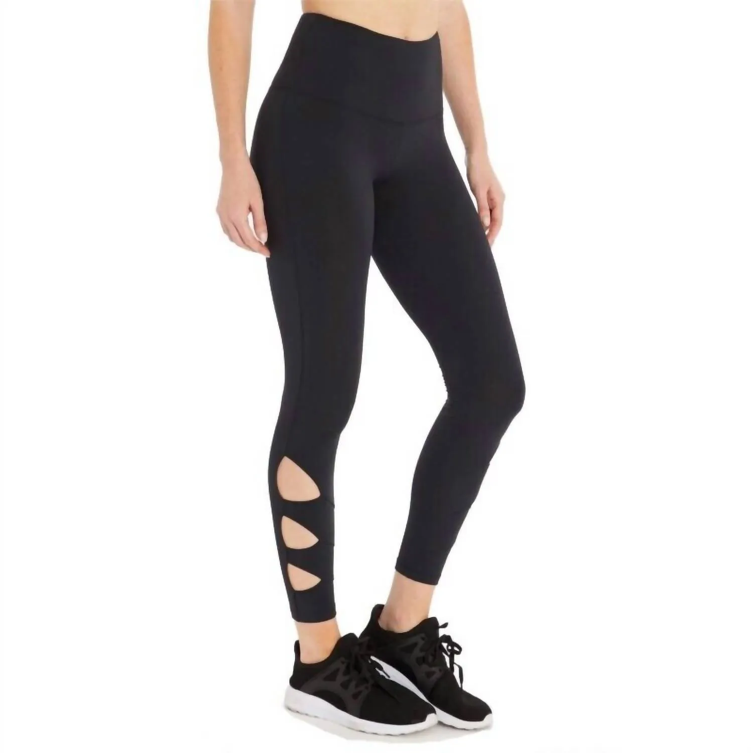 Calista Cut Outs Stretch Yoha Leggings In Black
