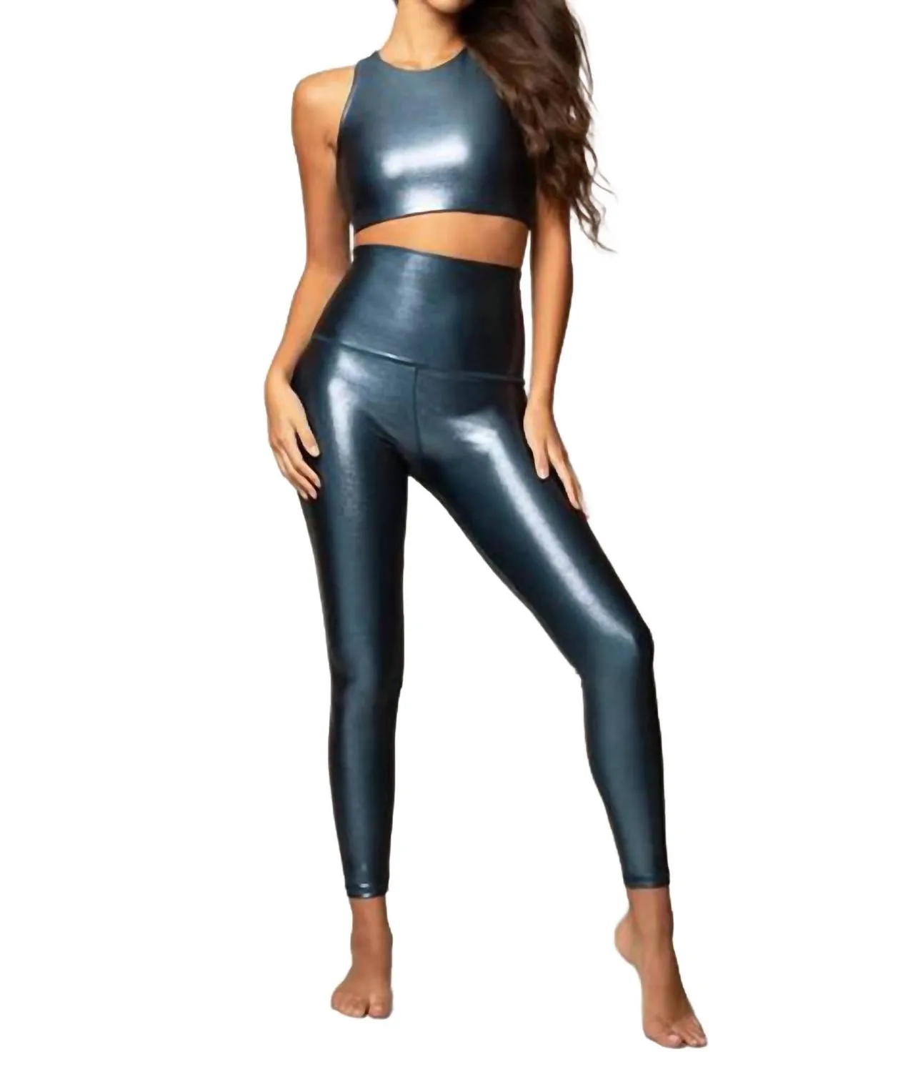 Caspian Shimmer Crop In Blue
