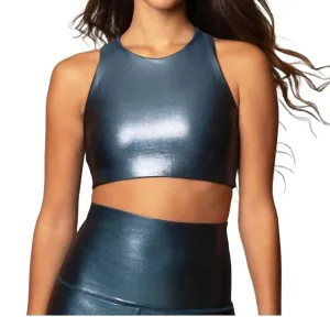 Caspian Shimmer Crop In Blue