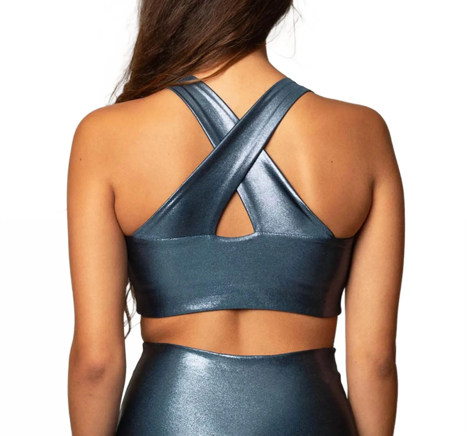 Caspian Shimmer Crop In Blue