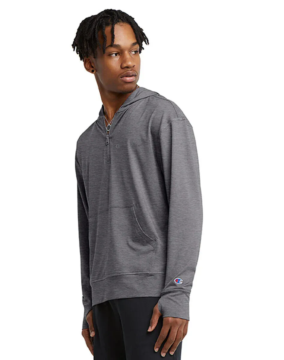 Champion Mens Quarter Zip Fitness Hoodie Gray M