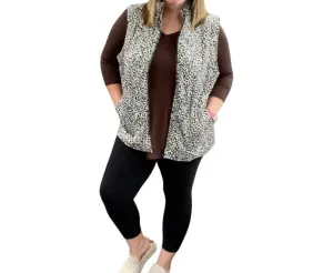 Charlie Zip Up Vest In Classic Leopard