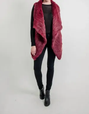 Chloe Genuine Rabbit Fur Vest In Wine