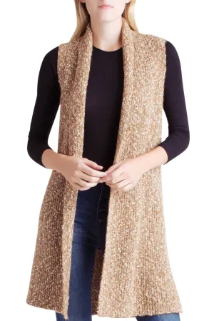 Cotton Tweed Sweater Vest In Brown