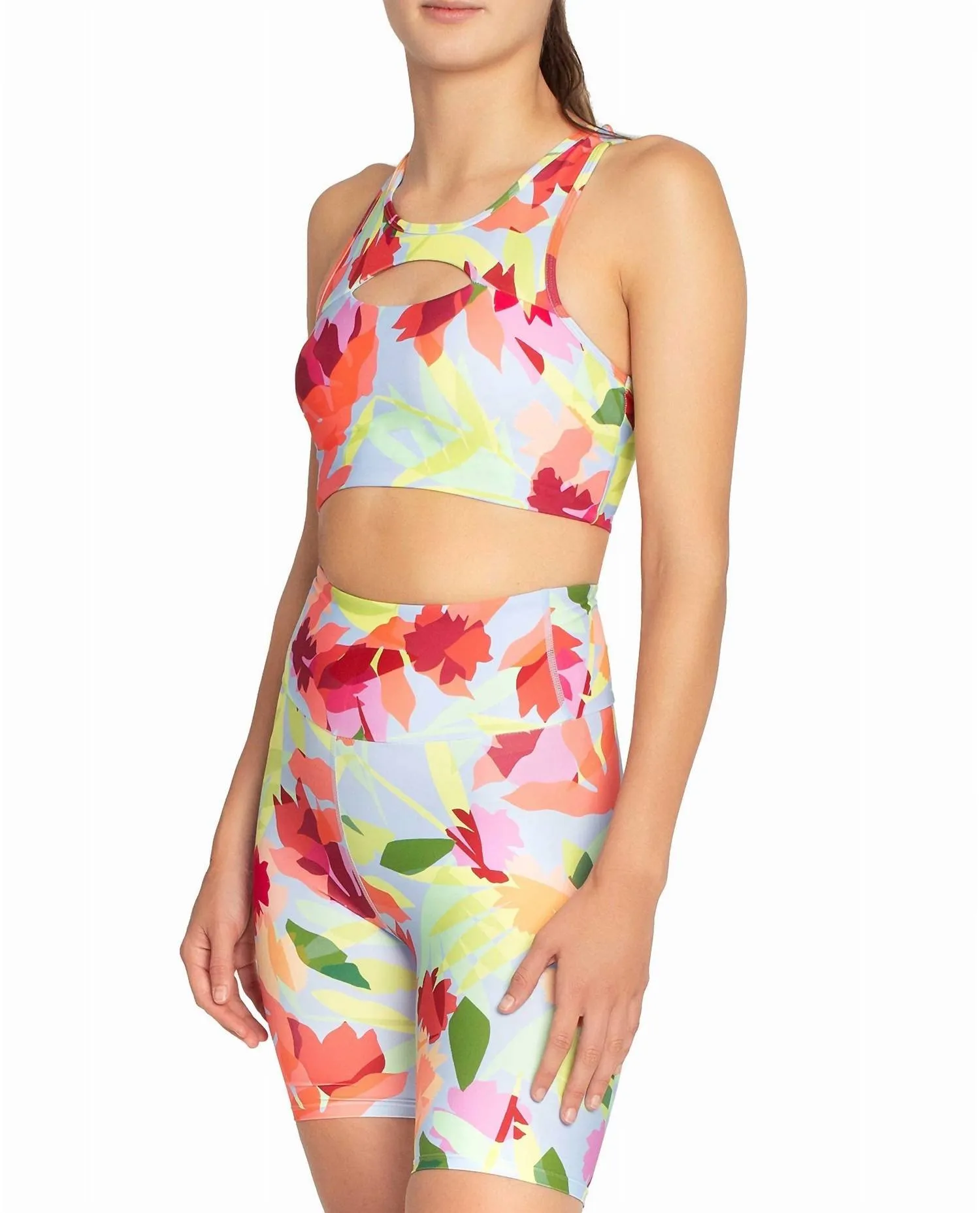 Cut Out Racerback Sports Bra In Oasis Light Blue