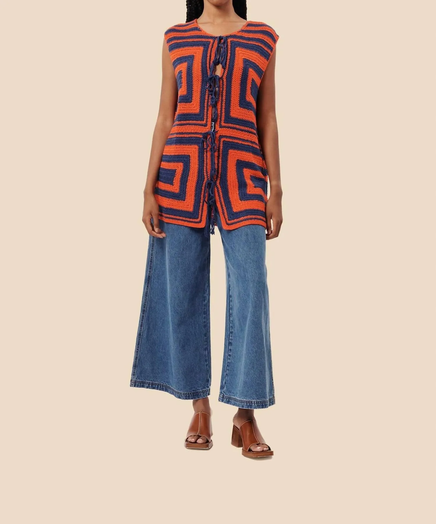 Cybille Knitted Vest In Rouge