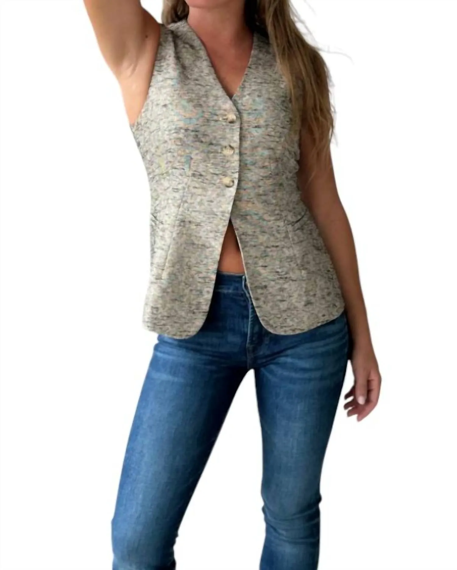 Delphia Vest In Black Speckle