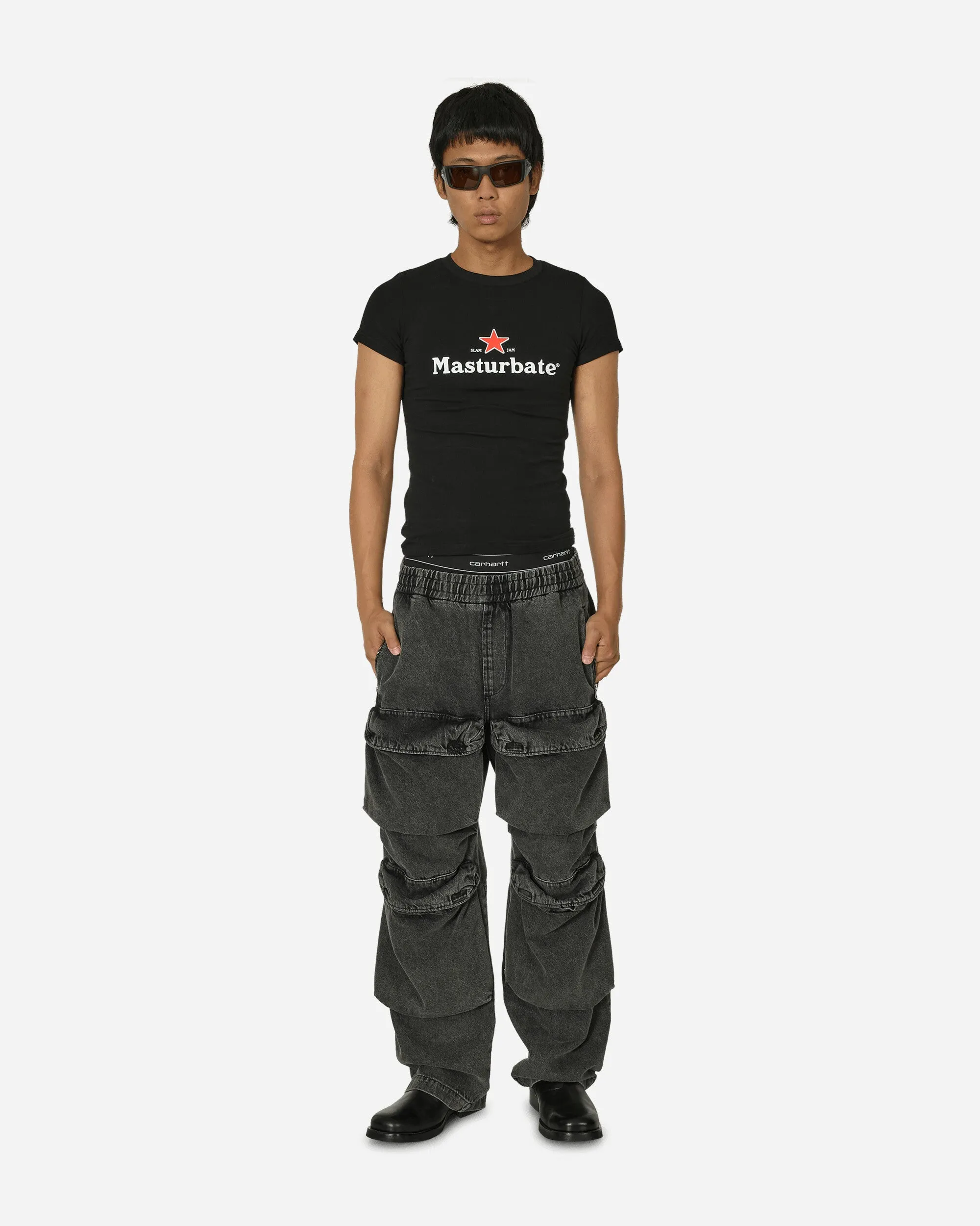 Denim Cargo Pants Black