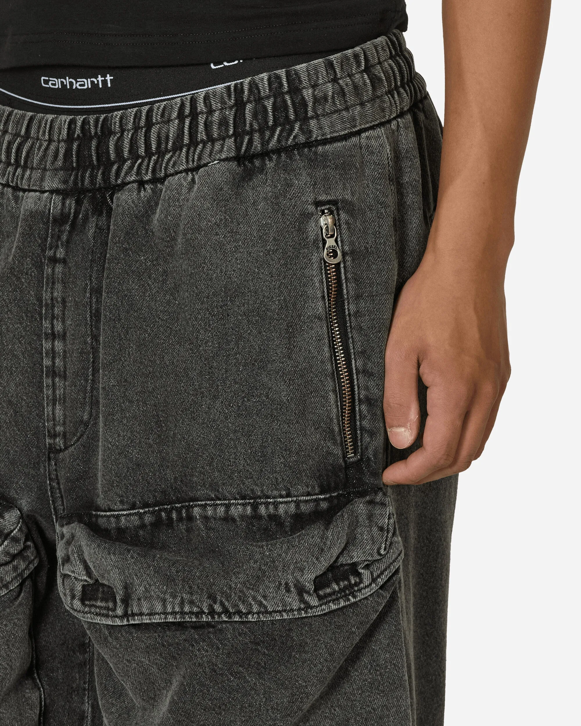 Denim Cargo Pants Black