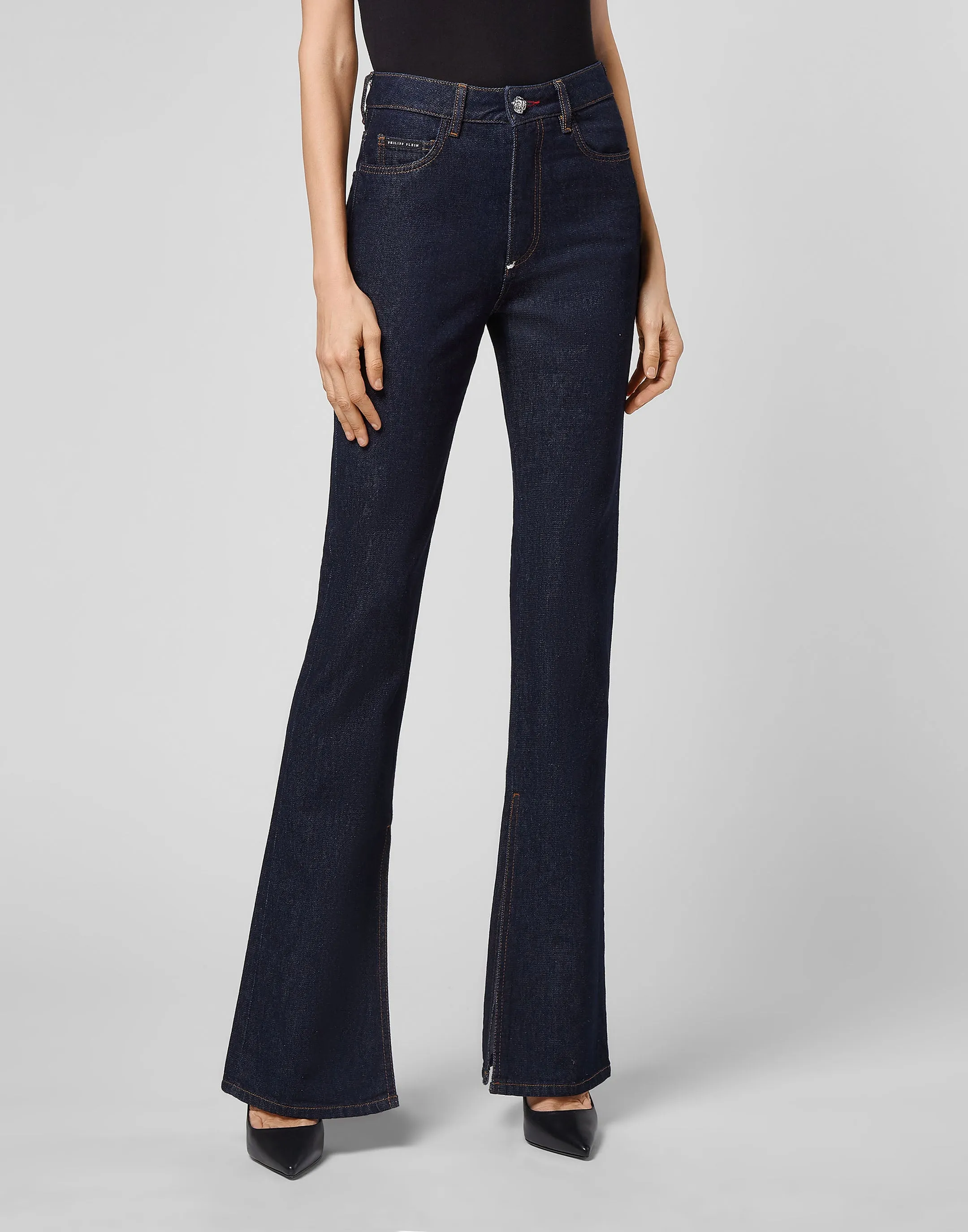 Denim Trousers Flare Fit Chains