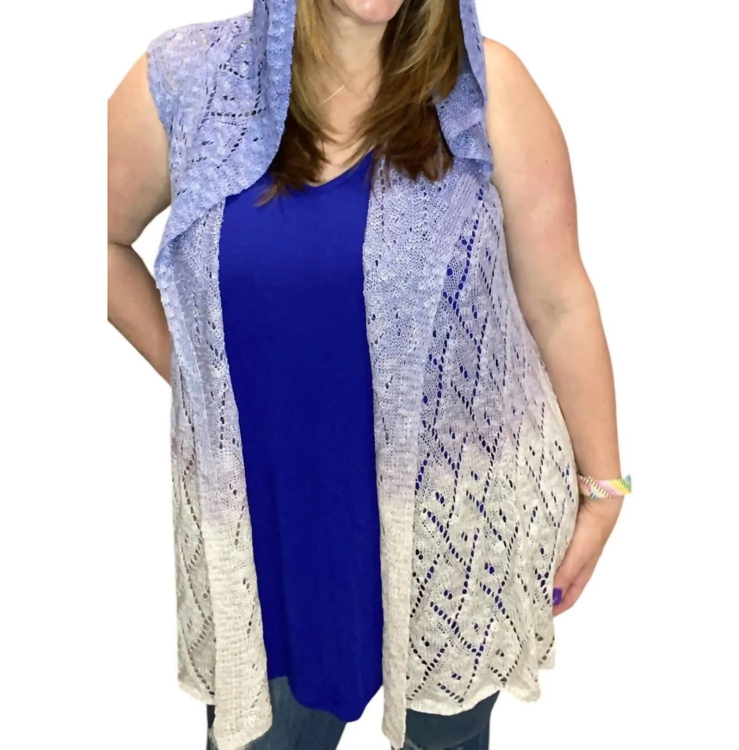 Dip Dye Hoodie Vest In Purple