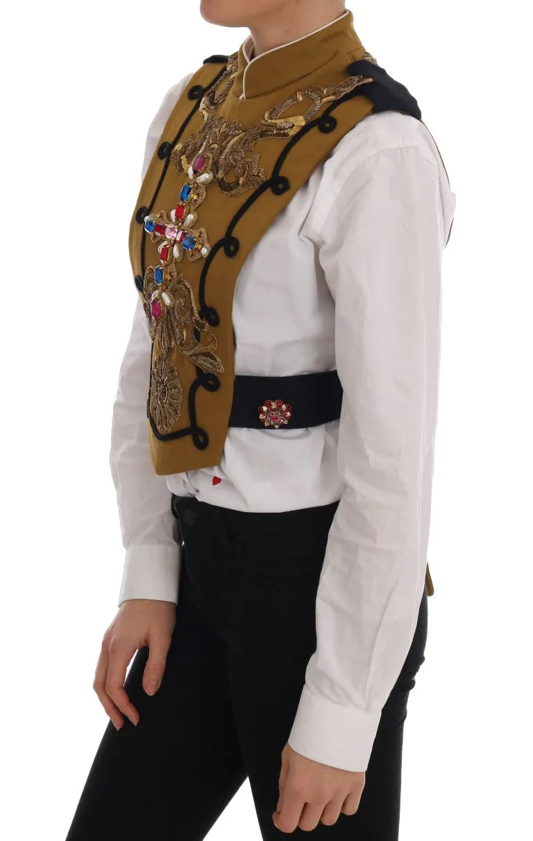 Dolce & Gabbana Runway Embellished Crystal Cross Women's Vest