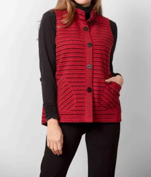 Double Face Andes Stripe Vest In Garnet
