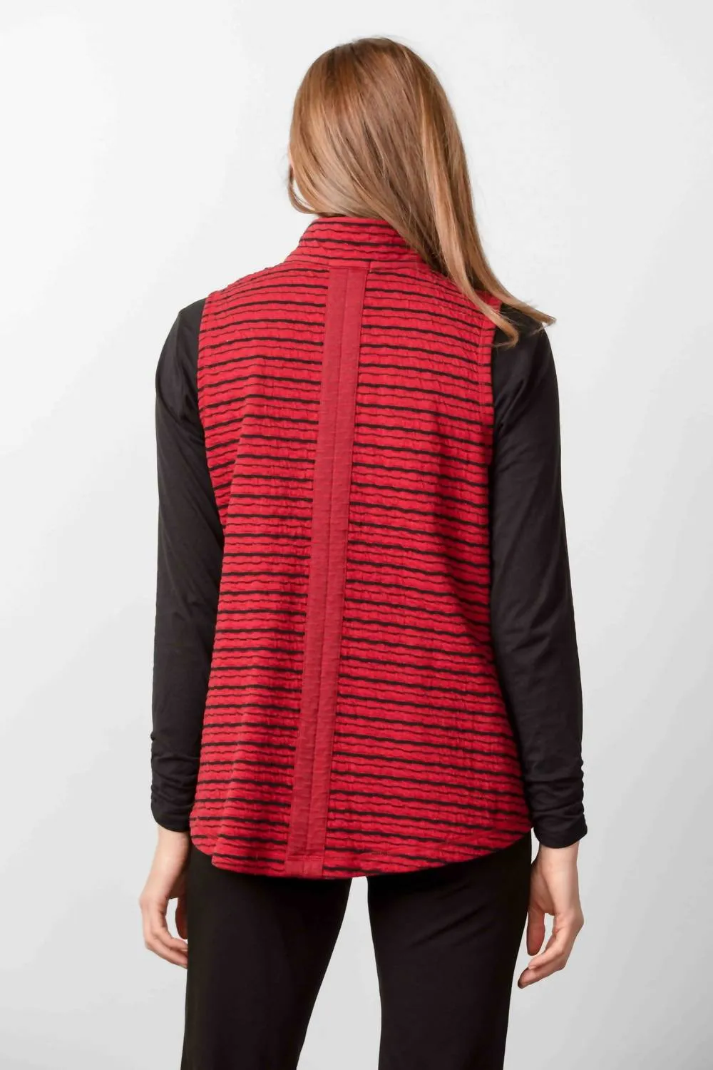 Double Face Andes Stripe Vest In Garnet