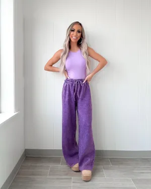 Dreamy Drift Acid Wash Lounge Pants - Violet