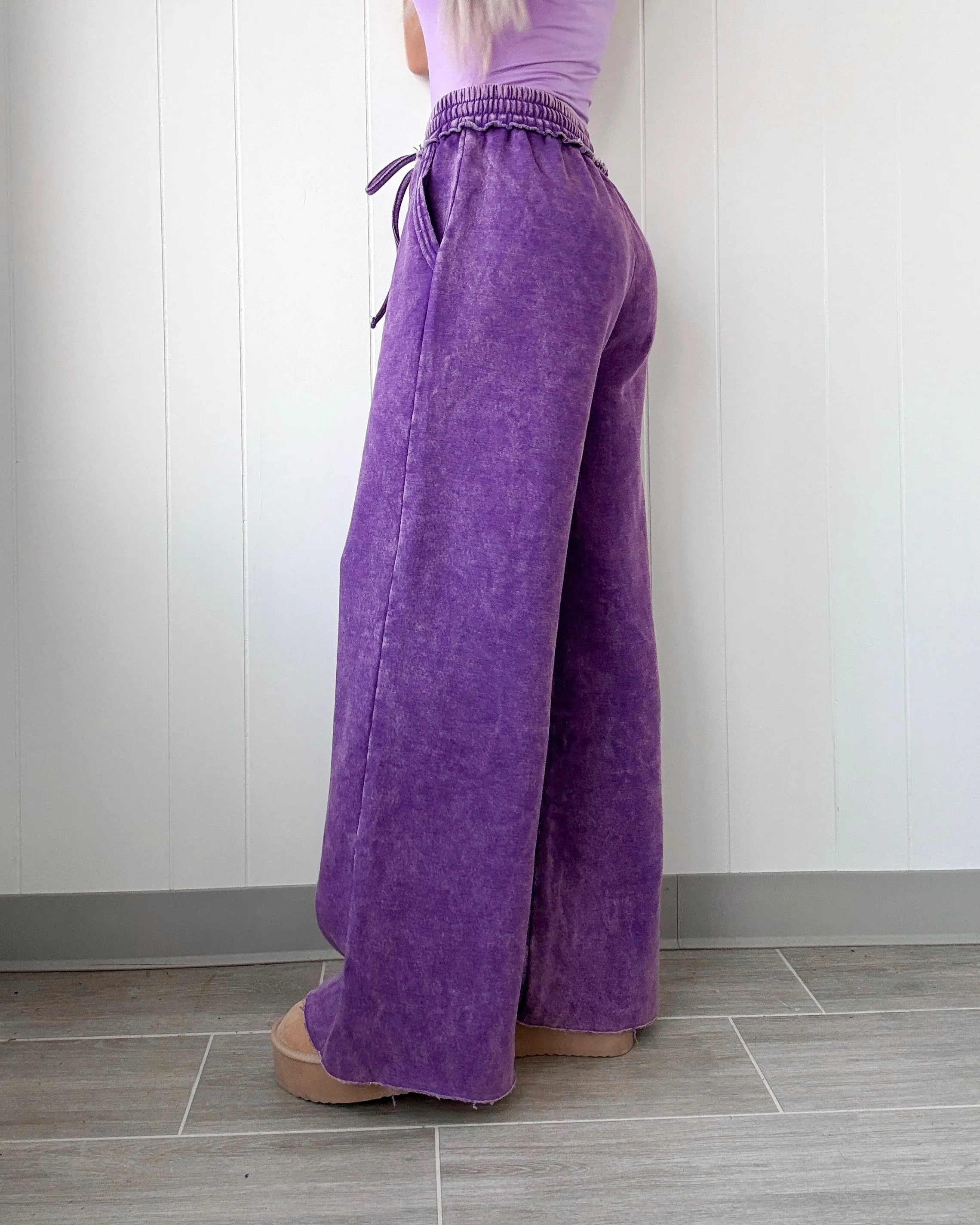 Dreamy Drift Acid Wash Lounge Pants - Violet