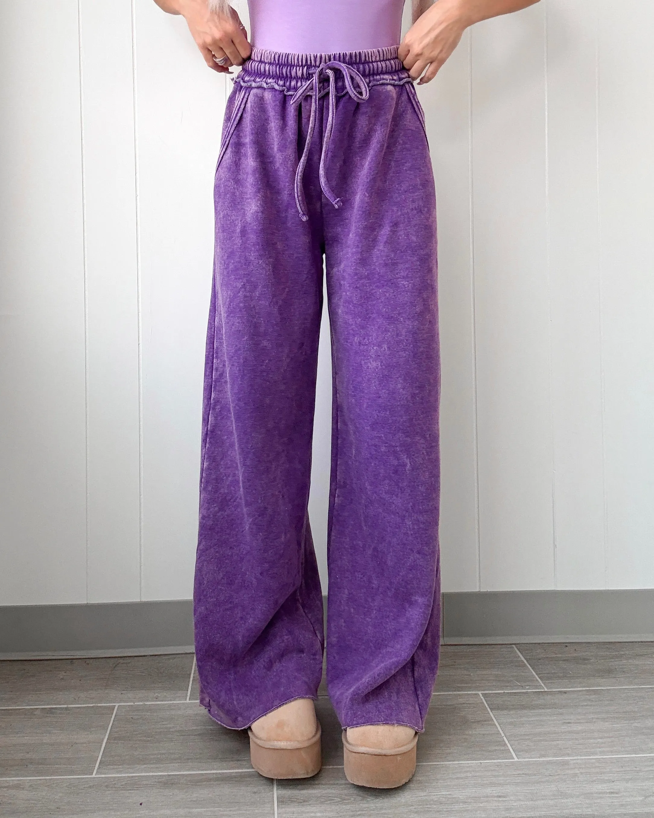 Dreamy Drift Acid Wash Lounge Pants - Violet