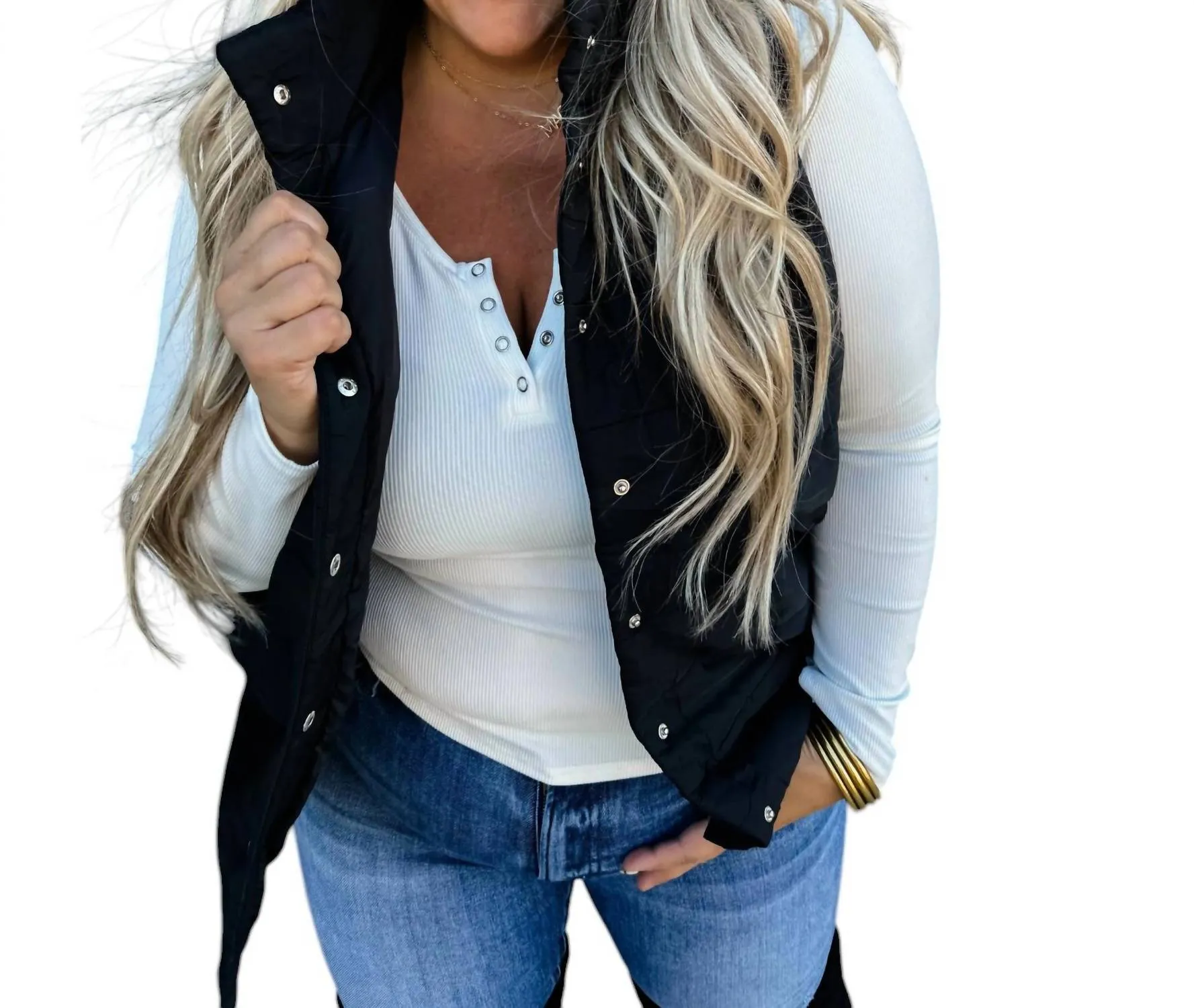 Easton Puffer Vest In Black