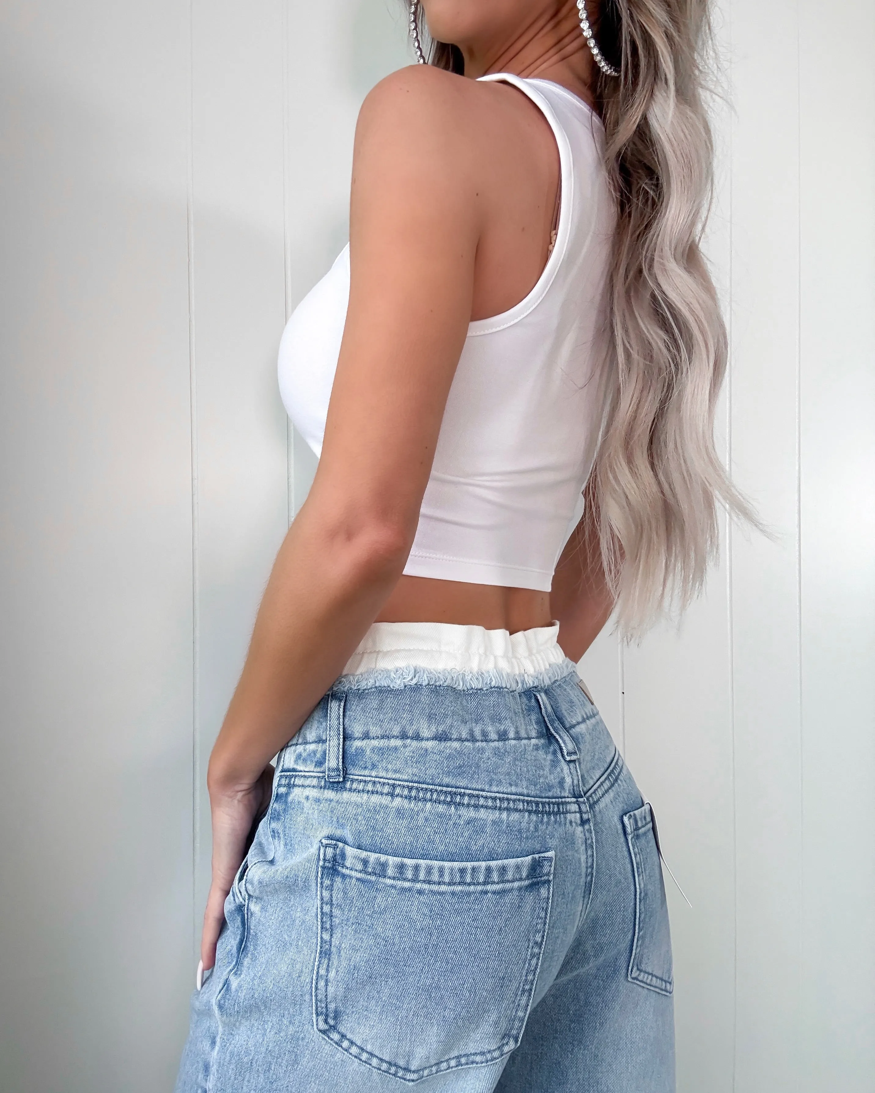 Electric Edge Crop Tank Top - White