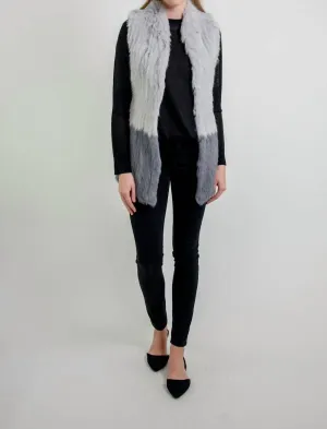 Elyse Genuine Rabbit Fur Vest In Grey/charcoal